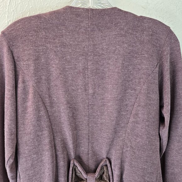 Fairycore Ruffle Cardigan M Purple Lace Bow Rhinestone Y2K Whimsigoth Sweater - Picture 7 of 13